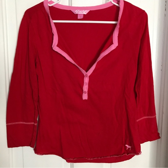 PINK Victoria's Secret Other - Vintage 2002 PINK VS Red & Pink Henley Sz | M